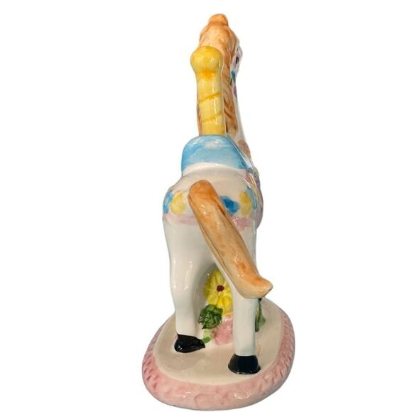 Vintage Pair of Handcrafted Merry Go Round Carousel Horses - Porcelain Ceramic - Picture 9 of 10